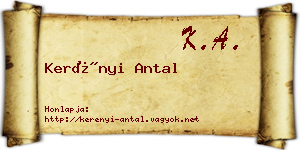 Kerényi Antal névjegykártya
